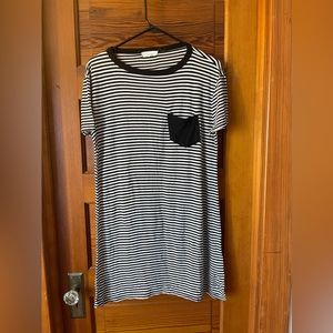 Black and white striped T-shirt dress